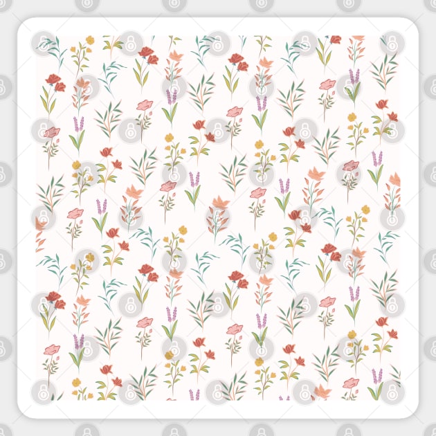 Colorful Modern Dainty Wildflower Pattern Sticker by ArunikaPrints